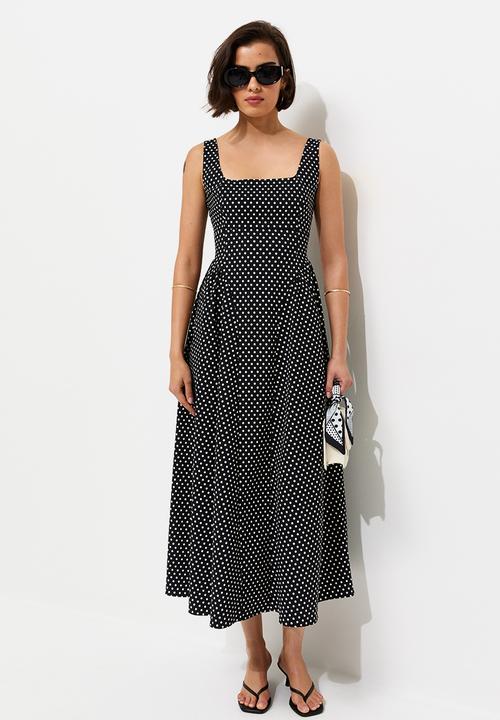 New Look - Ex spt beng sq nck seam midi - black spot