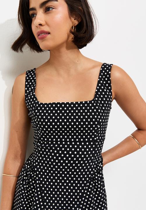 New Look - Ex spt beng sq nck seam midi - black spot