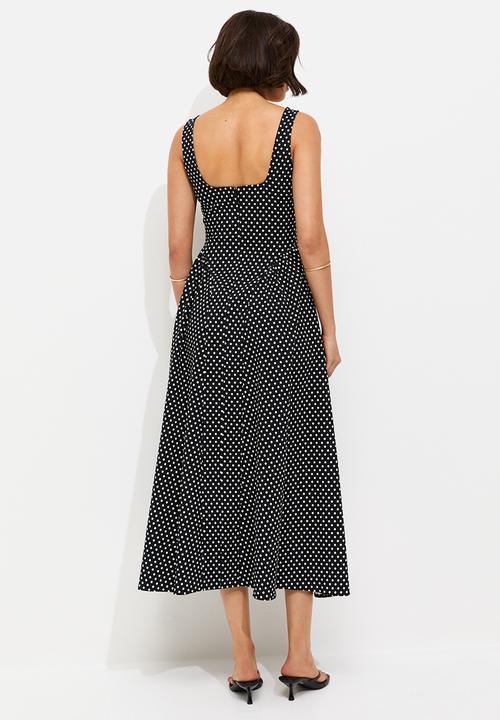 New Look - Ex spt beng sq nck seam midi - black spot