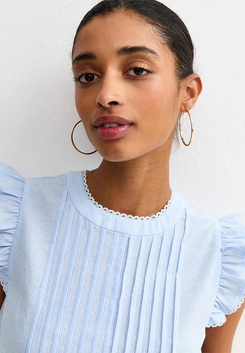 New Look - K sammy stripe pintuck blouse - blue
