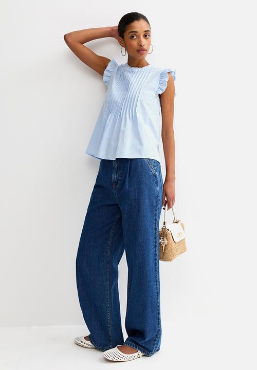 New Look - K sammy stripe pintuck blouse - blue