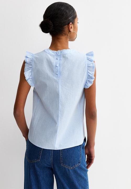 New Look - K sammy stripe pintuck blouse - blue
