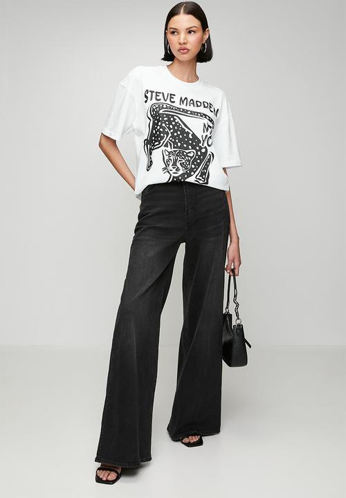 Steve Madden - Ladies esme oversized graphic t- shirt - white