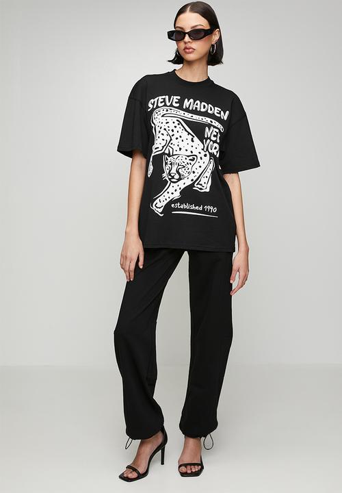 Steve Madden - Ladies esme oversized graphic t- shirt - black
