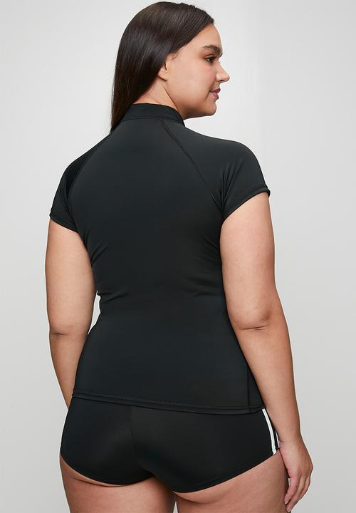 Lizzy - Plus ladies ss rashie - black
