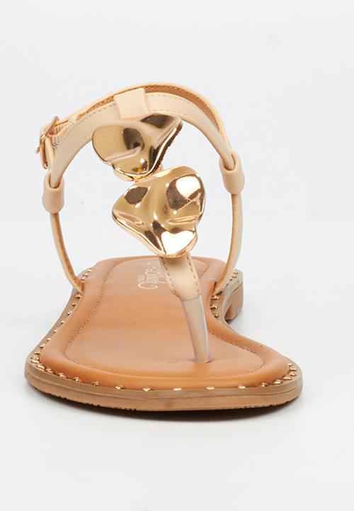 Miss Black - Alia 5 classic gold trim sandal - natural