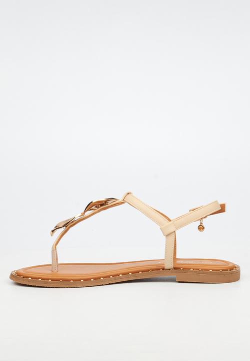 Miss Black - Alia 5 classic gold trim sandal - natural