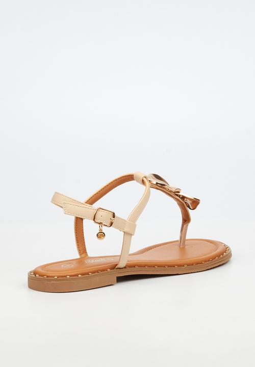 Miss Black - Alia 5 classic gold trim sandal - natural