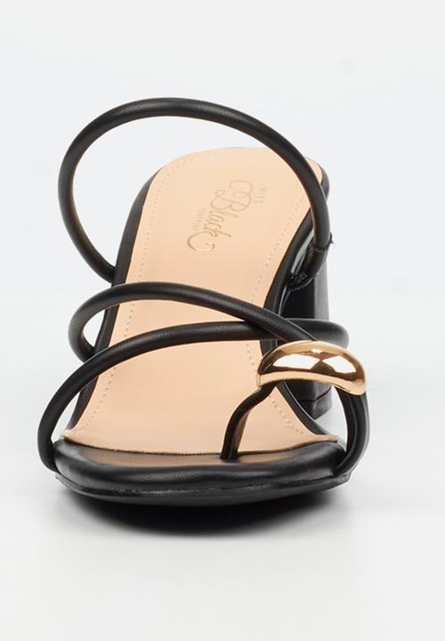 Miss Black - Bardot 10 strappy block heel - black