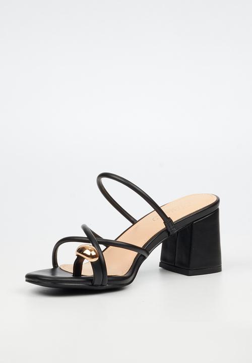 Miss Black - Bardot 10 strappy block heel - black