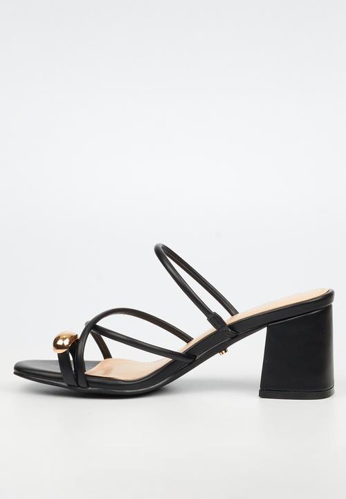 Miss Black - Bardot 10 strappy block heel - black