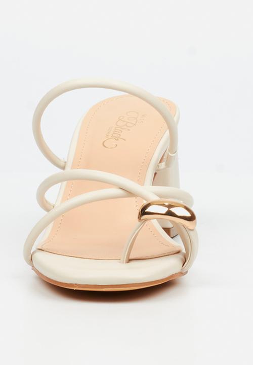 Miss Black - Bardot 10 strappy block heel - ivory