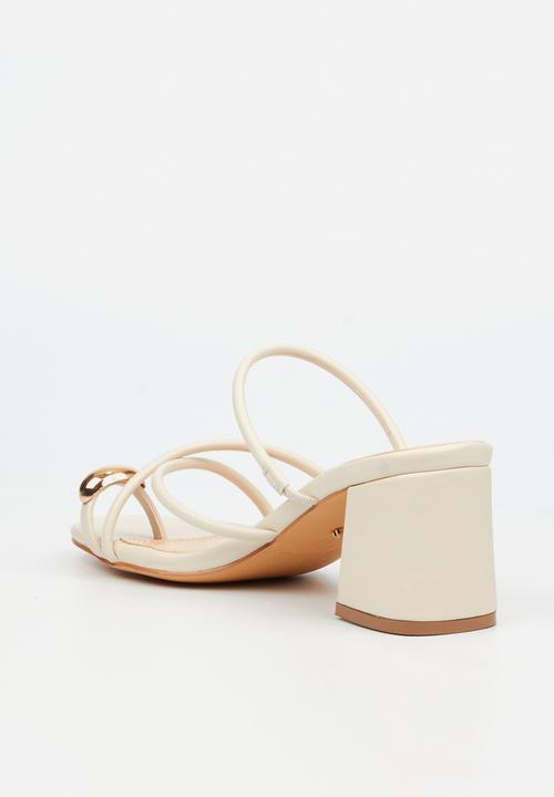 Miss Black - Bardot 10 strappy block heel - ivory