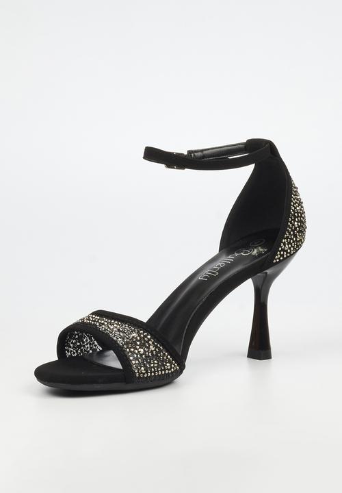 Butterfly Feet - Macie 1 rhinestone ankle strap heel - black