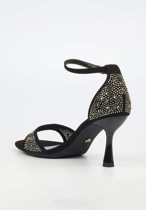 Butterfly Feet - Macie 1 rhinestone ankle strap heel - black