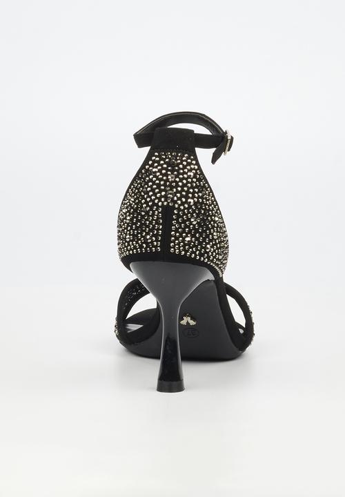 Butterfly Feet - Macie 1 rhinestone ankle strap heel - black