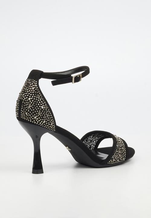 Butterfly Feet - Macie 1 rhinestone ankle strap heel - black