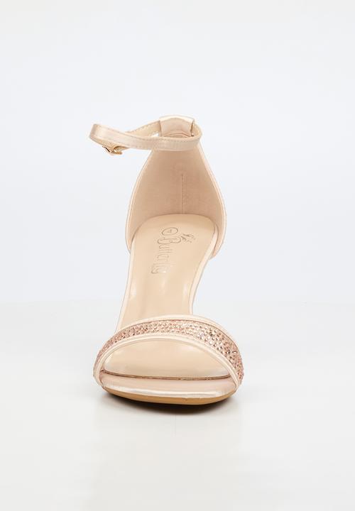 Butterfly Feet - Macie 1 rhinestone ankle strap heel - rose gold
