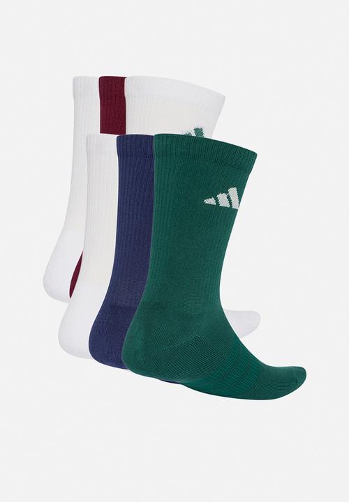 adidas Performance - Cushioned Crew Socks 6pk  - White/Dark Blue/Maroon/Collegiate Green