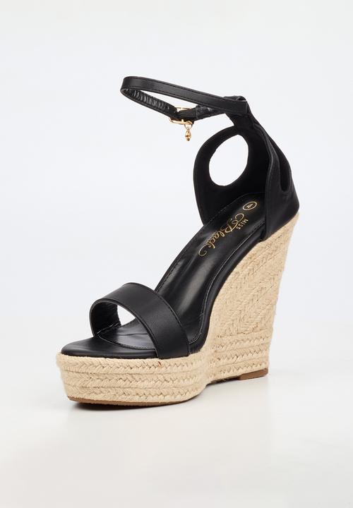 Miss Black - Moniker 12 cut-out platform wedge - black