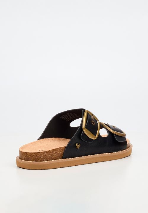 Butterfly Feet - Charli 1 big buckle sandal - black
