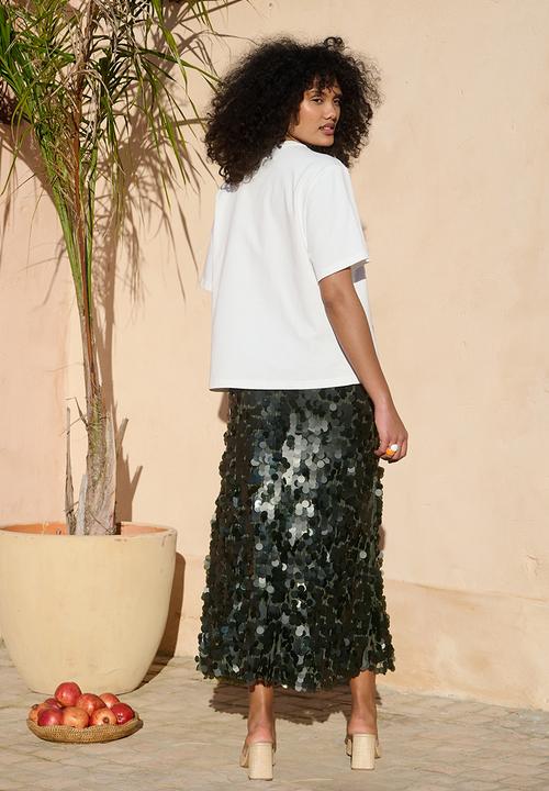 Me&B - Statement Tee With Moroccan Cheetah - White