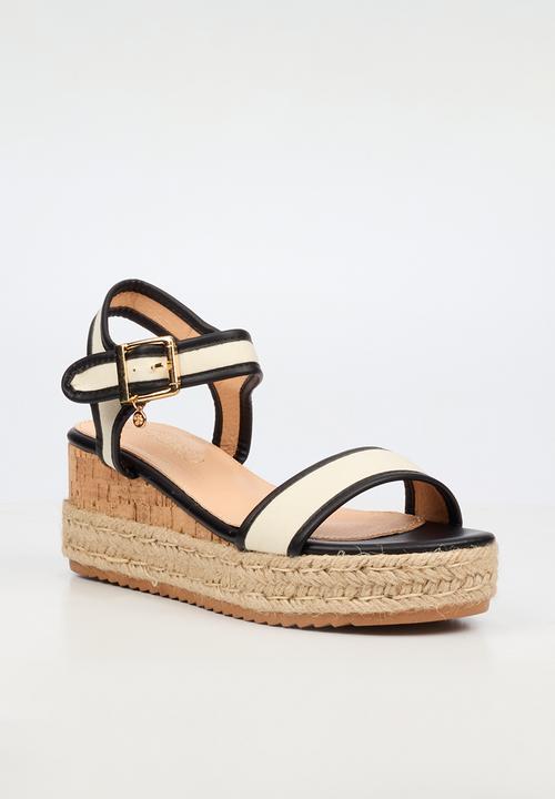 Miss Black - Steffi 12 colour-blocked wedge - black