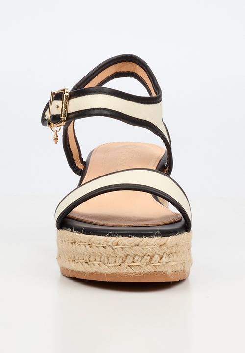 Miss Black - Steffi 12 colour-blocked wedge - black