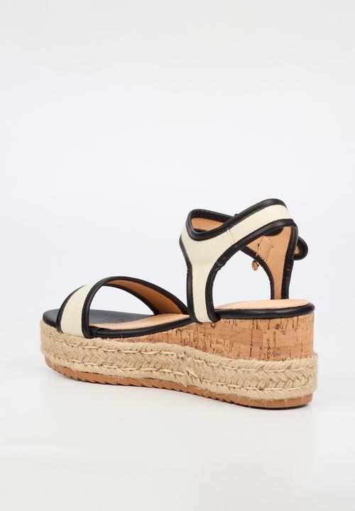Miss Black - Steffi 12 colour-blocked wedge - black
