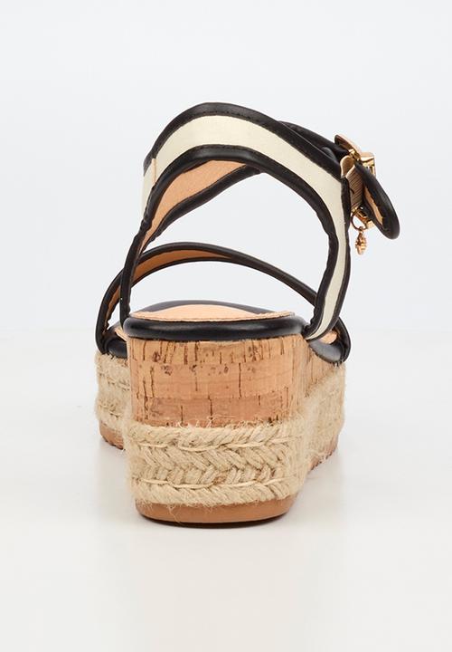 Miss Black - Steffi 12 colour-blocked wedge - black