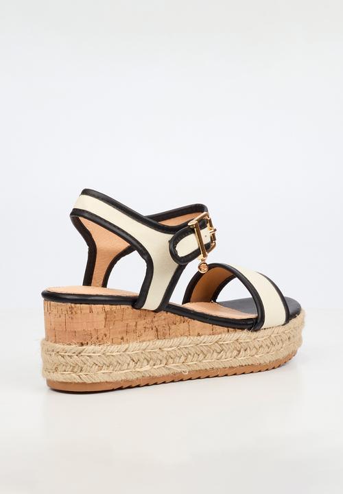 Miss Black - Steffi 12 colour-blocked wedge - black