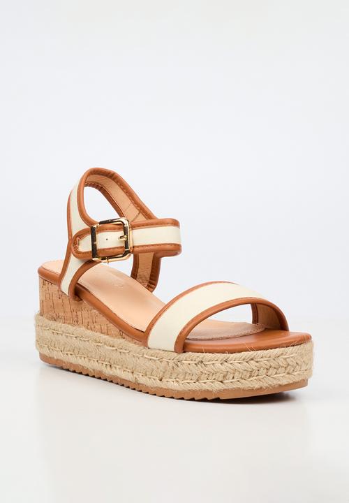 Miss Black - Steffi 12 colour-blocked wedge - tan