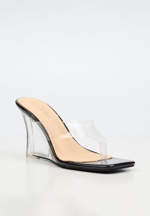 Miss Black - Sydney 1 vynil strap clear wedge - black