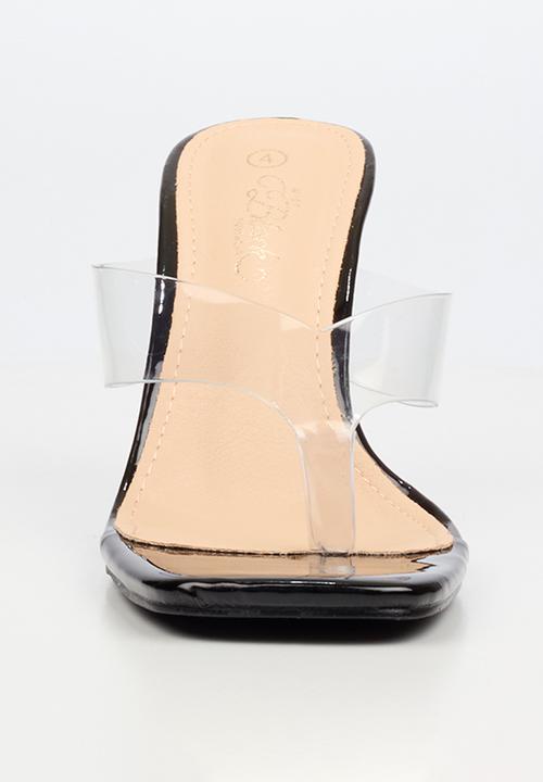 Miss Black - Sydney 1 vynil strap clear wedge - black