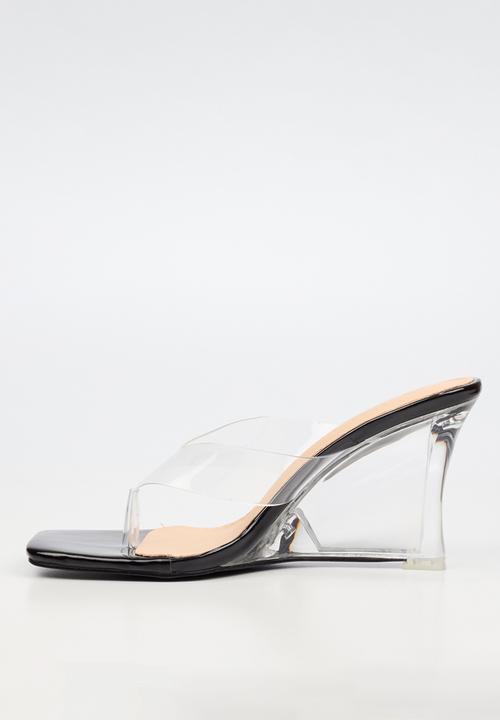 Miss Black - Sydney 1 vynil strap clear wedge - black