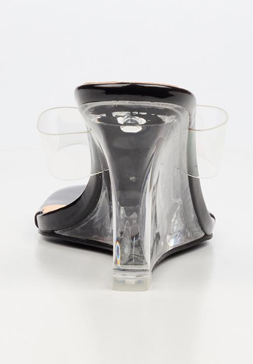 Miss Black - Sydney 1 vynil strap clear wedge - black