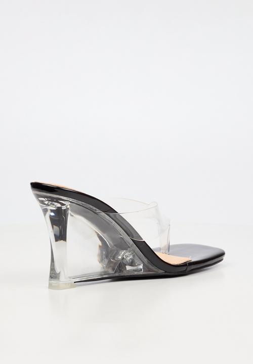 Miss Black - Sydney 1 vynil strap clear wedge - black