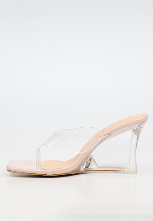 Miss Black - Sydney 1 vynil strap clear wedge - neutral