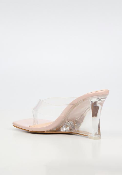 Miss Black - Sydney 1 vynil strap clear wedge - neutral