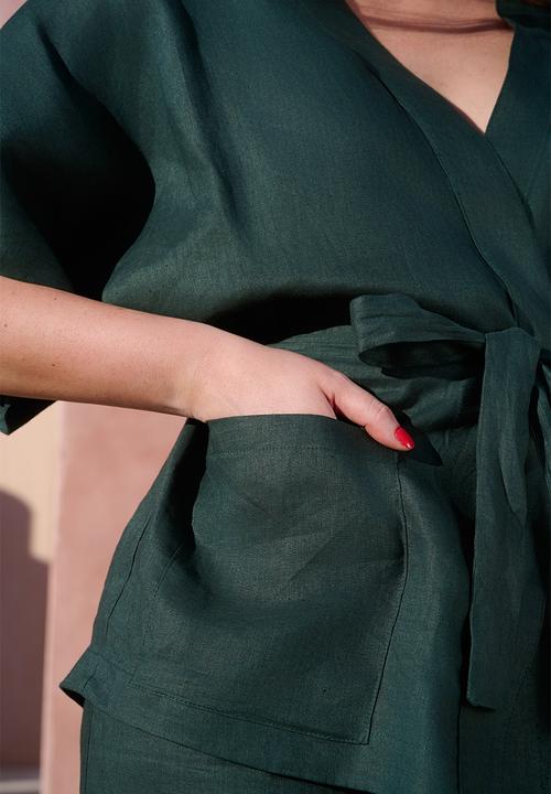 Me&B - Linen Kimono Jacket - Green