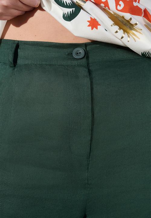 Me&B - 100% Linen Full Length Pant - Green