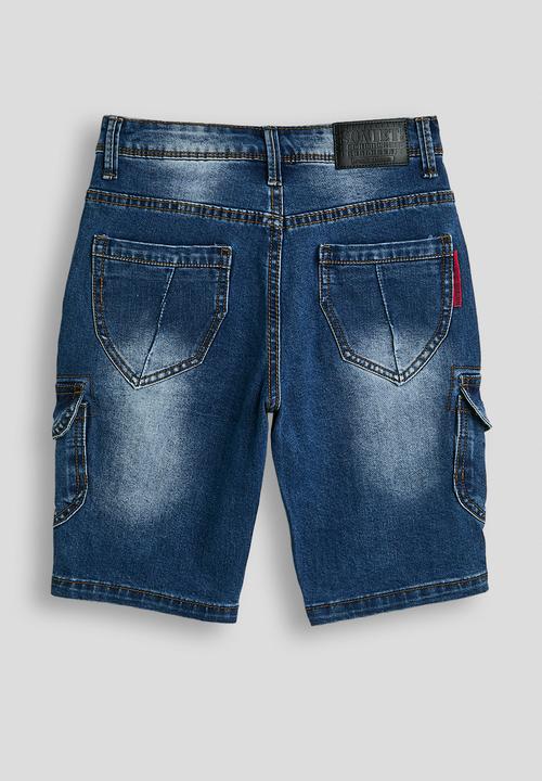 SOVIET - Boys Cargo Pocket Denim Short - Indigo