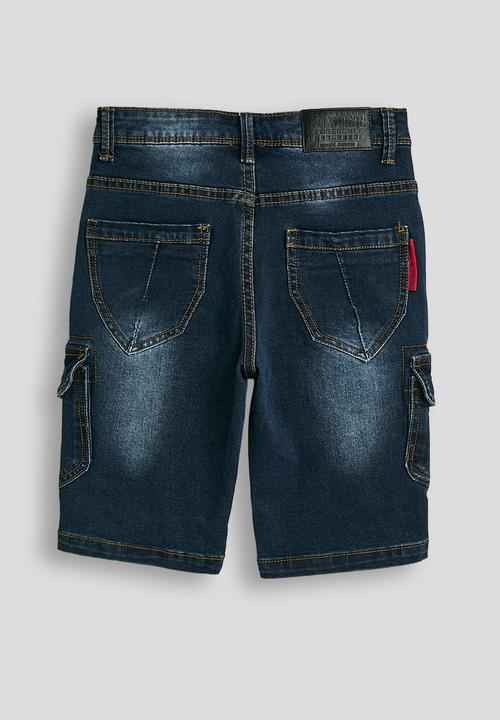 SOVIET - Boys Cargo Pocket Denim Short - Dk Indigo