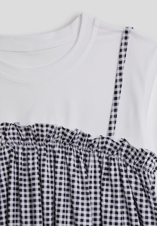 Pop Candy - Tee and gathered cami - white/check