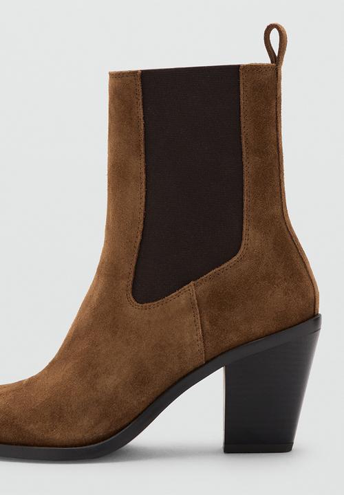 MANGO - Toba suede chelsea ankle boot - medium brown