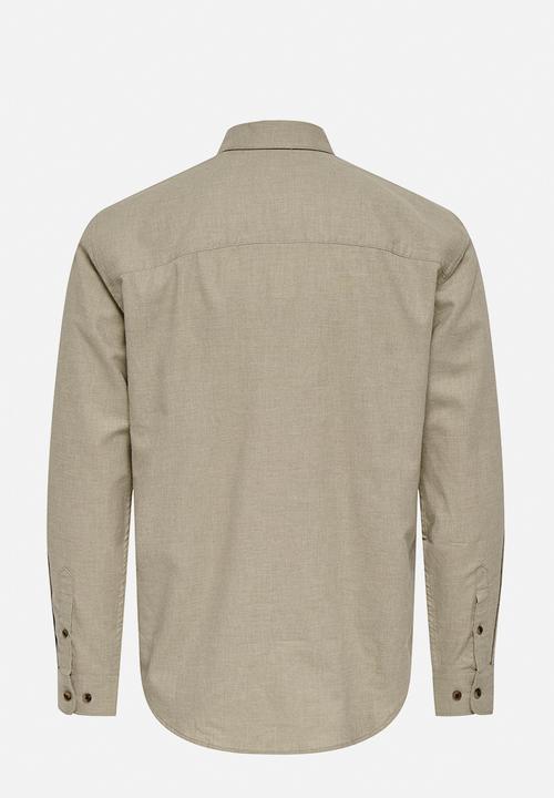 Only & Sons - Jupiter Reg Fit Long Sleeve Shirt - Chinchilla/Melange