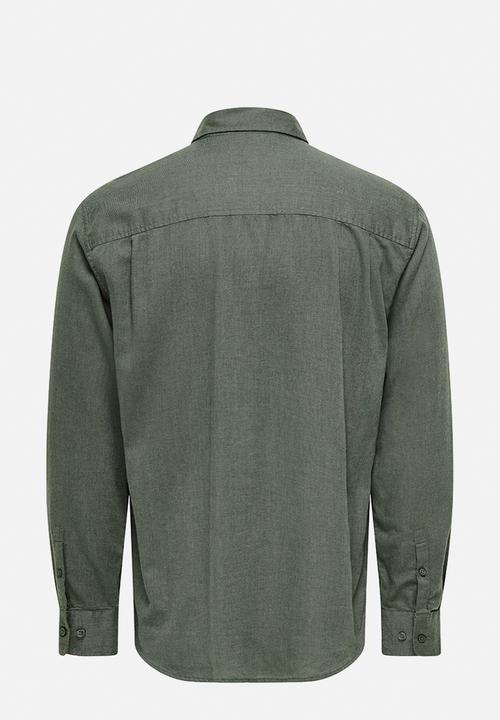 Only & Sons - Mars Reg Fit Long Sleeve Shirt - Castor Gray/ Rosin