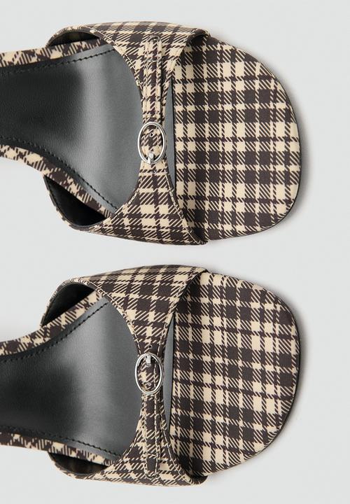 MANGO - Made1 plaid print mule heel - light/pastel yellow