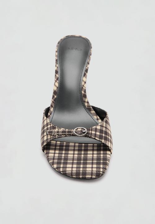 MANGO - Made1 plaid print mule heel - light/pastel yellow