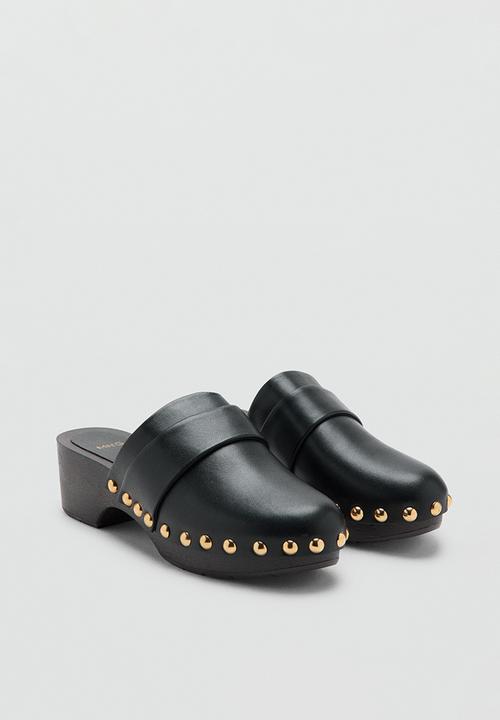 MANGO - Kata leather clog heel - black